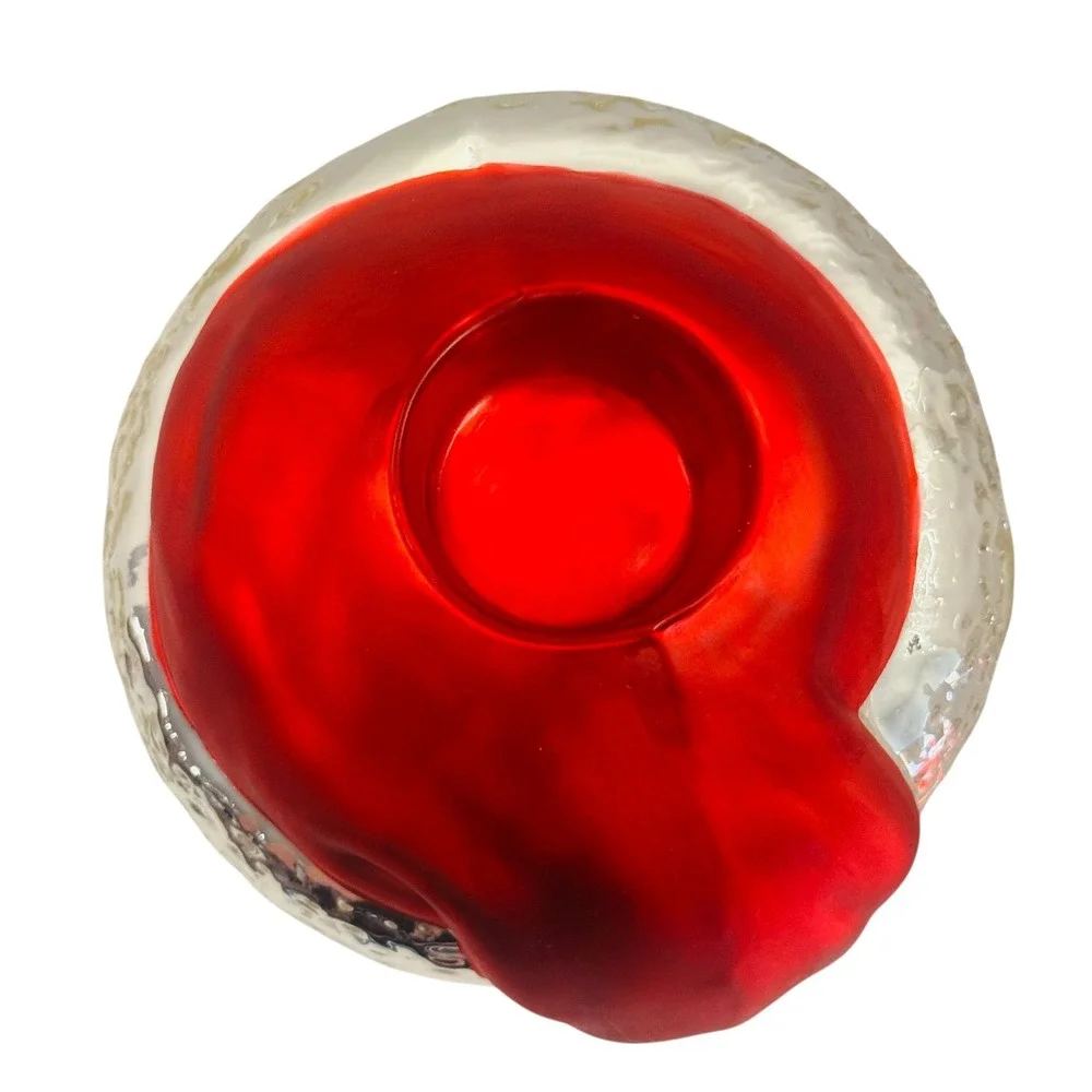 Dept 56 Mercury‎ Glass Santa Votive Tealight Holder Handpainted Xmas Decor Vtg